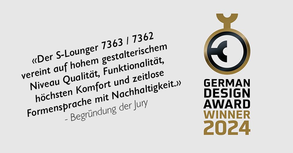 Jury Zitat des German Design Awards 2024 zum S-Lounger 7362/7363 von «Himolla»